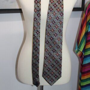 Men's Geometric Neck Tie - Umberto Frasi Handmade Polyester Brown Slate NEW